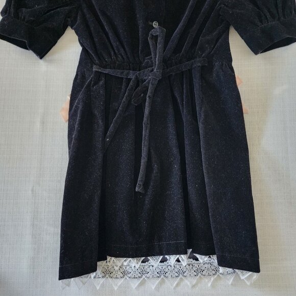 Vintage Celeste Originals 6X Girls Velvet Black Dress White Bib Holiday ILGWU - Picture 4 of 5
